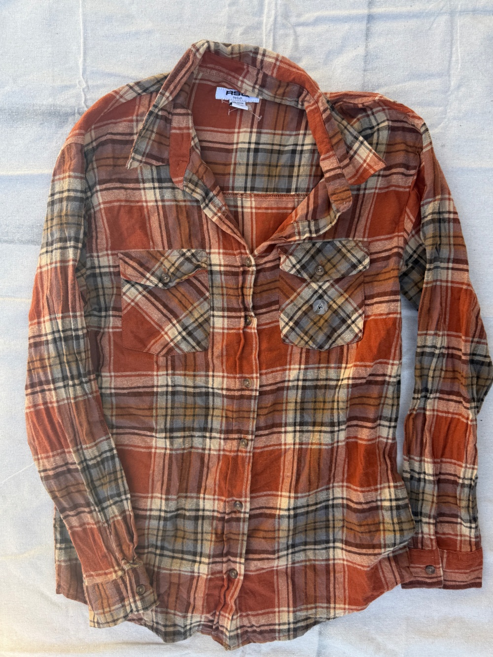 RSQ Orange Plaid Women's Button-Down Shirt